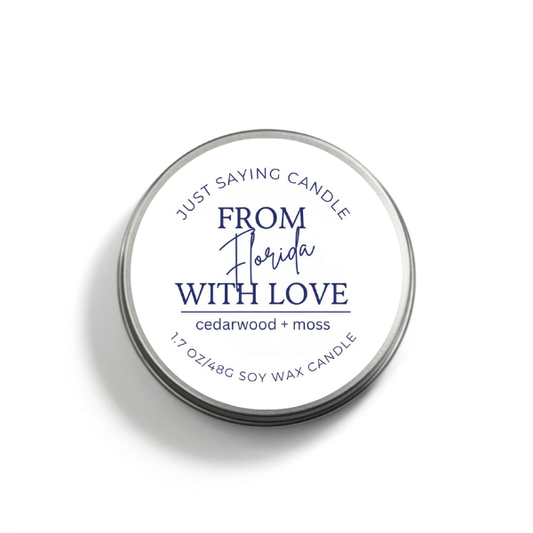 From Florida with Love soy candle tin