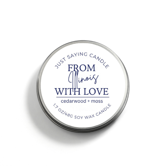 From Illinois with Love soy candle tin