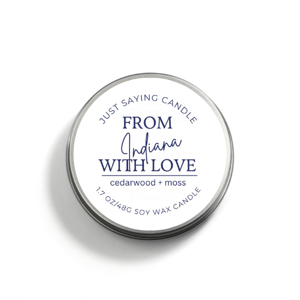 From Indiana with Love soy candle tin