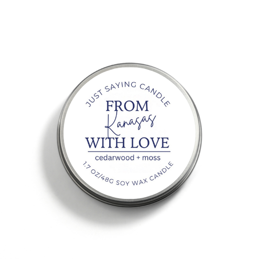 From Kansas with Love soy candle tin