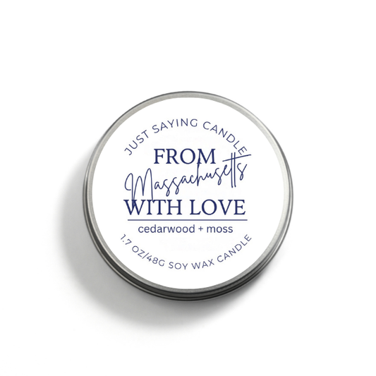 From Massachusetts with Love soy candle tin