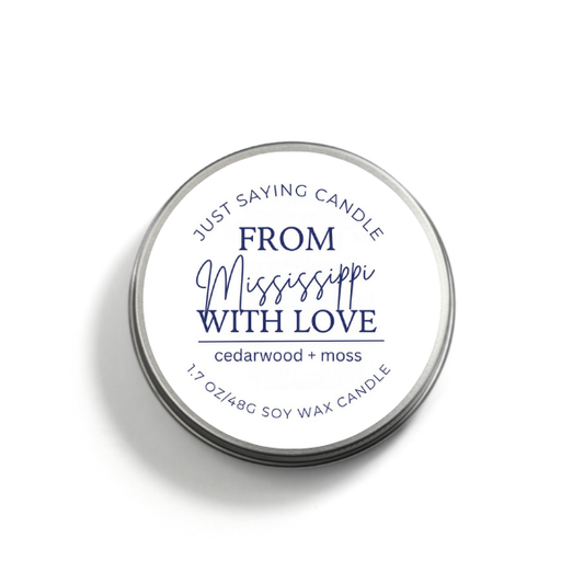 From Mississippi with Love soy candle tin