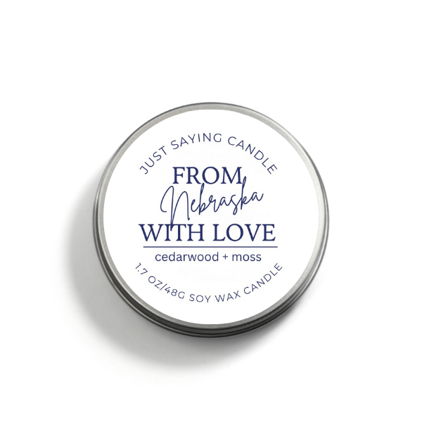 From Nebraska with Love soy candle tin