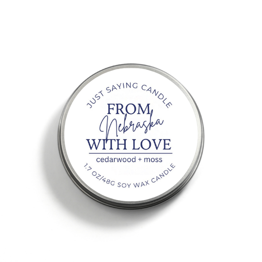 From Nebraska with Love soy candle tin