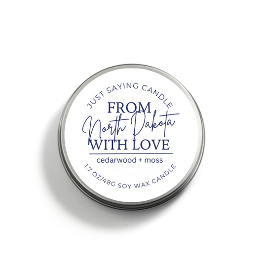 From North Dakota with Love soy candle tin