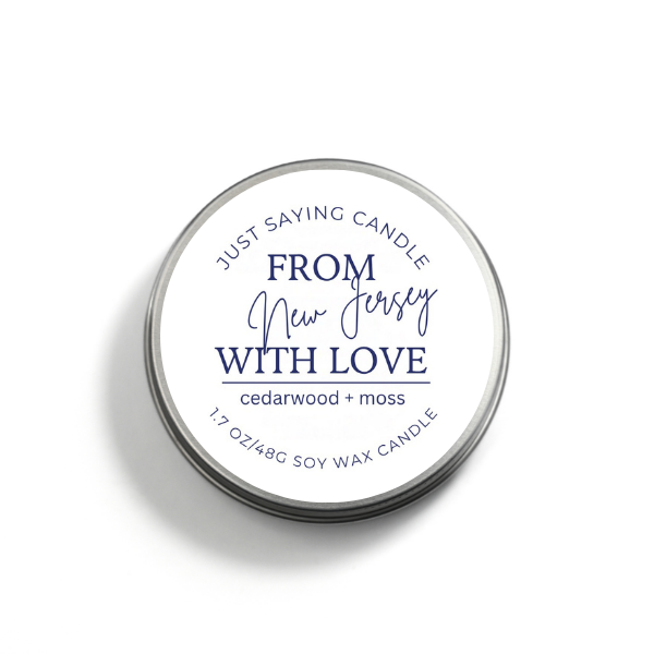From New Jersey with Love soy candle tin
