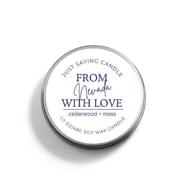 From Nevada with Love soy candle tin