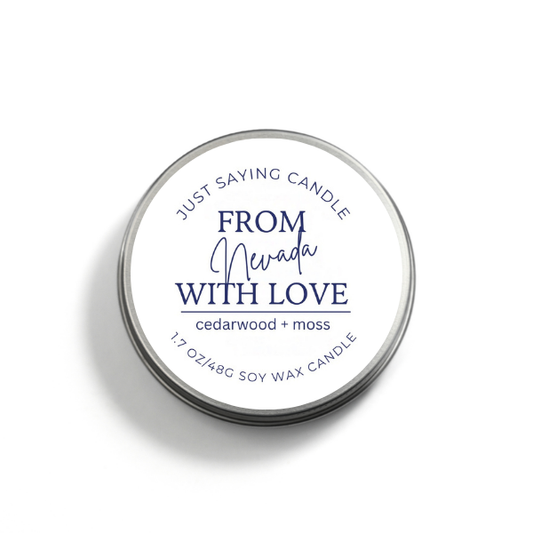 From Nevada with Love soy candle tin