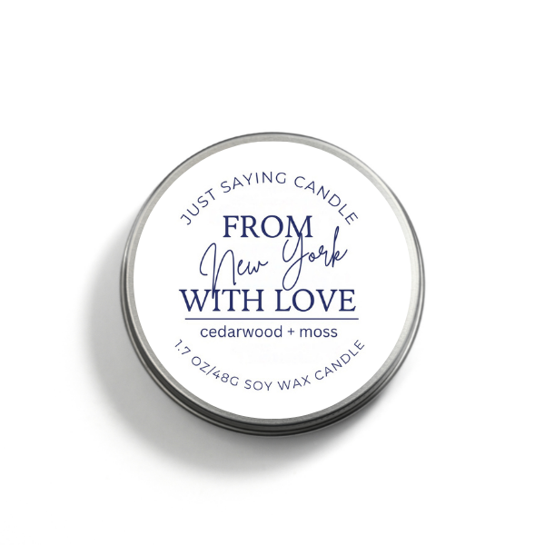 From New York with Love soy candle tin