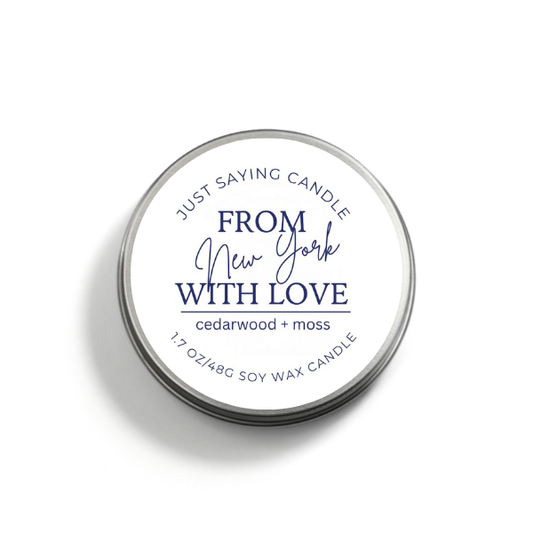 From New York with Love soy candle tin