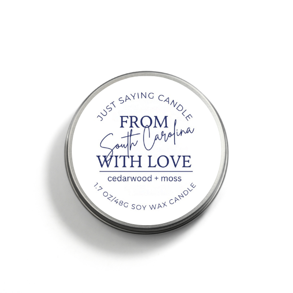 From South Carolina with Love soy candle tin