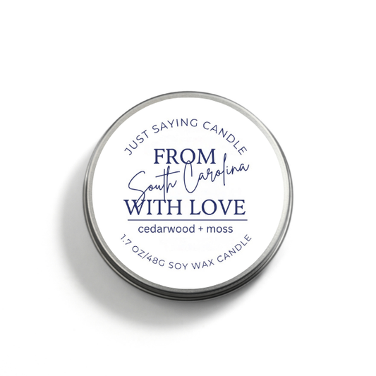 From South Carolina with Love soy candle tin
