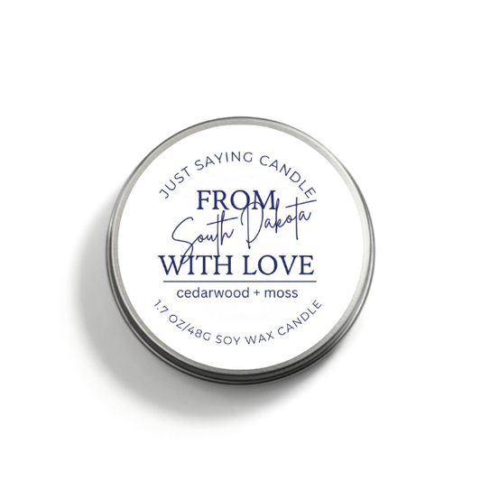 From South Dakota with Love soy candle tin