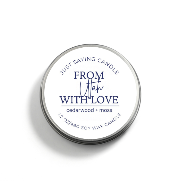 From Utah with Love soy candle tin