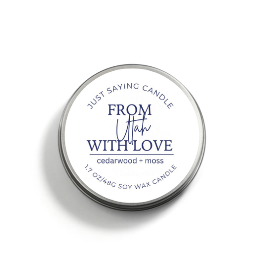 From Utah with Love soy candle tin