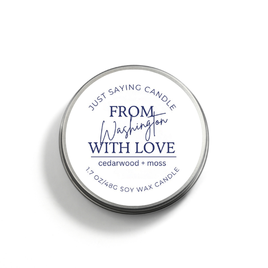 From Washington with Love soy candle tin