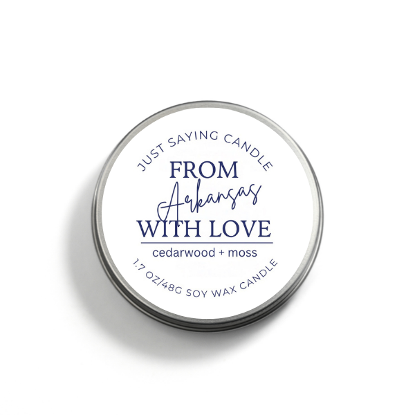 From Arkansas with Love soy candle tin