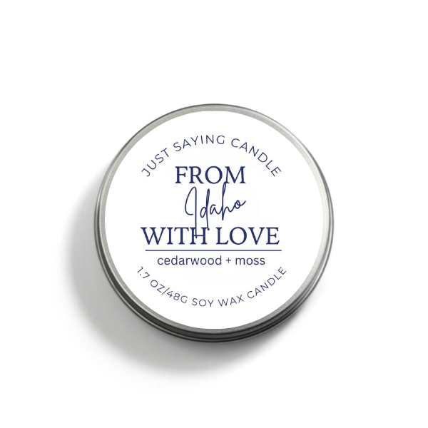 From Idaho with Love soy candle tin