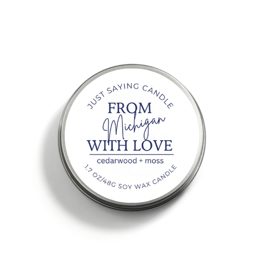 From Michigan with Love soy candle tin