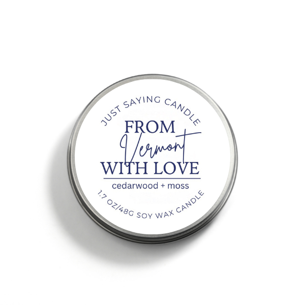 From Vermont with Love soy candle tin