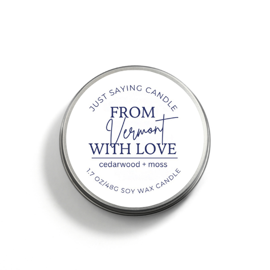 From Vermont with Love soy candle tin