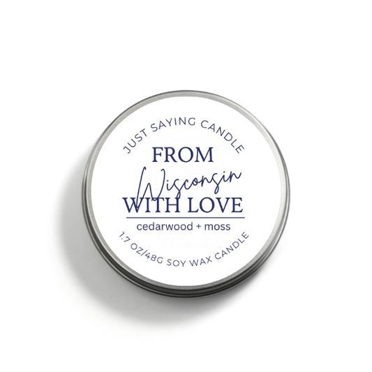 From Wisconsin with Love soy candle tin