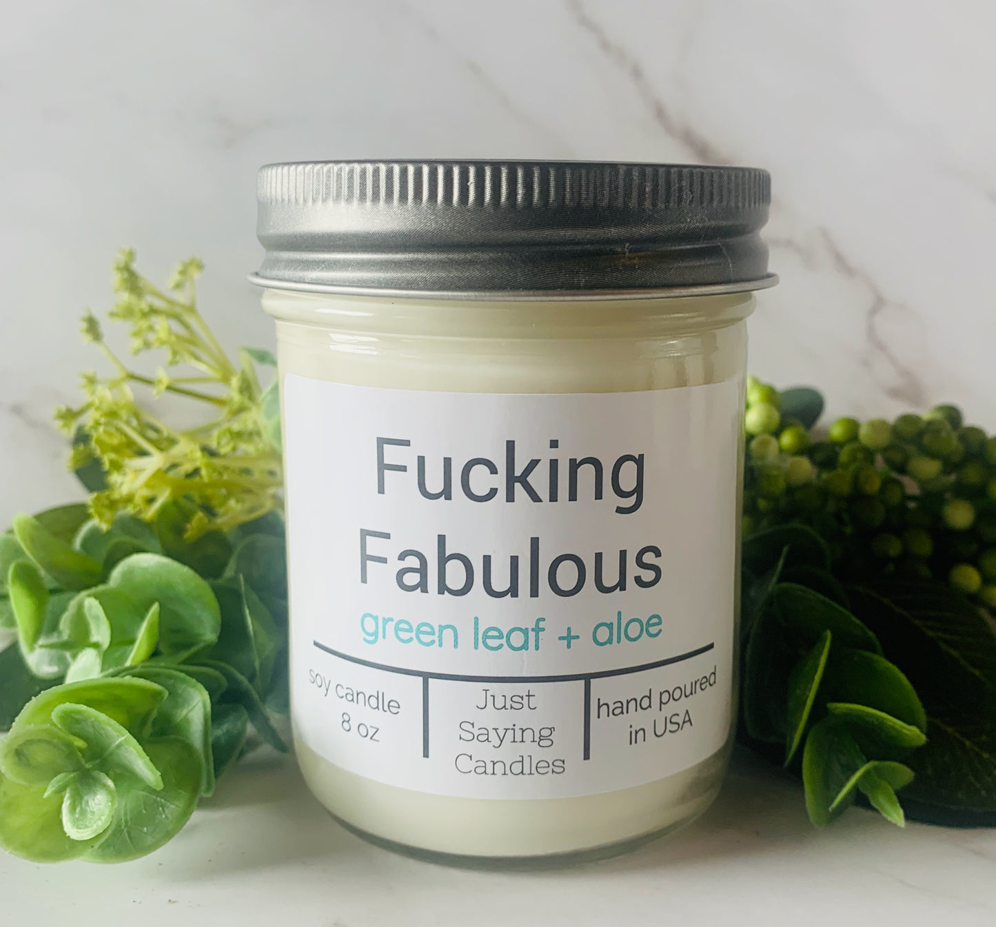 Green Leaf Candle | 8oz Soy Candle | just saying candles