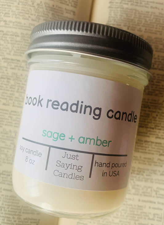 Book Reading Candle | Amber Scented Candle | just saying candles